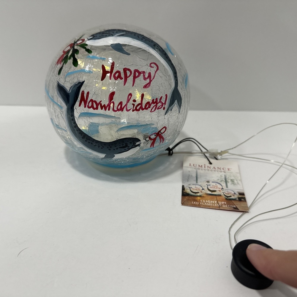 Luminance Collection Happy Narwhalidays Light Up Globe Christmas Arctic NWT - Picture 1 of 10